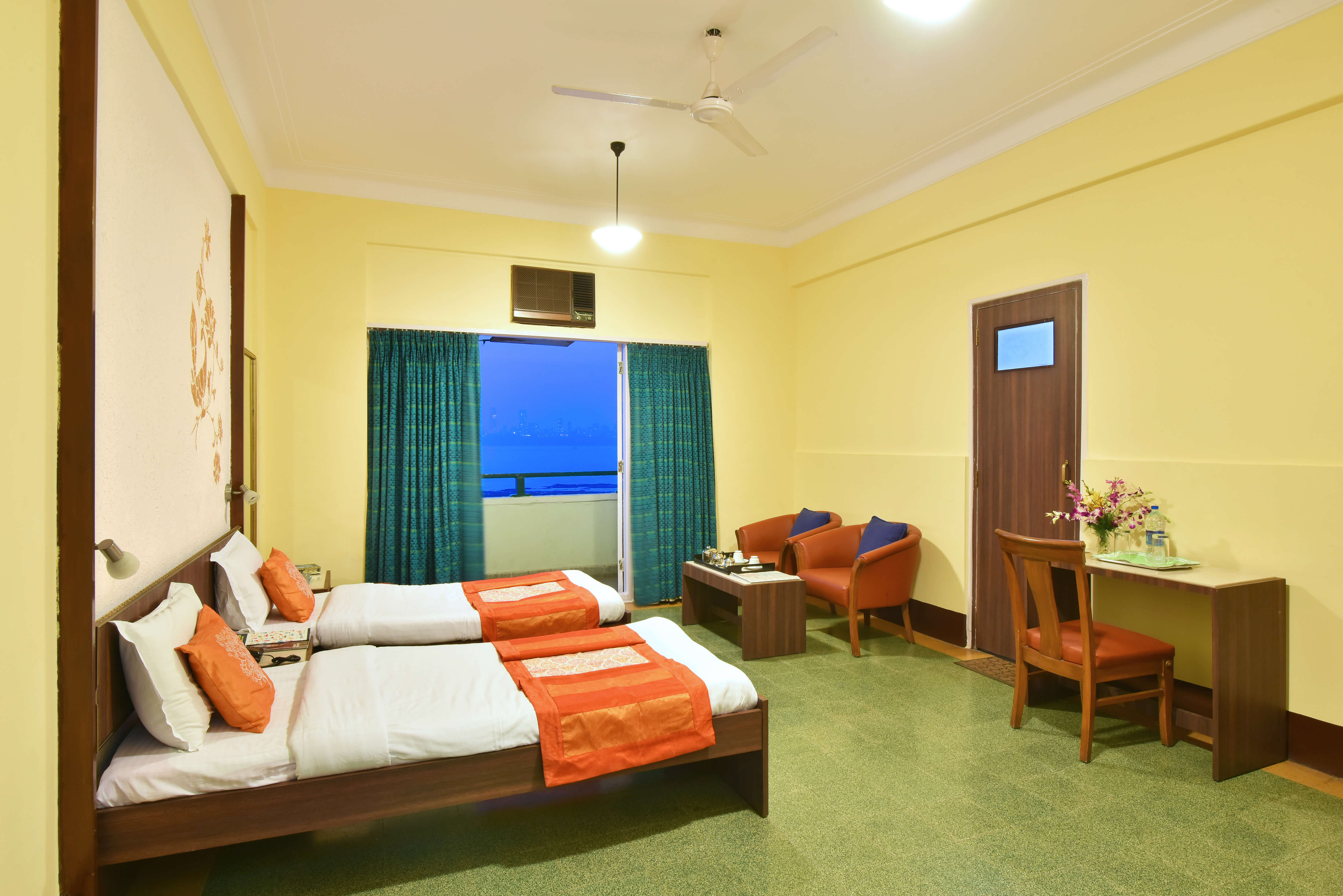 Comfortable and stylish room in a hotel near the Gateway of India, providing a convenient and delightful stay with modern amenities
